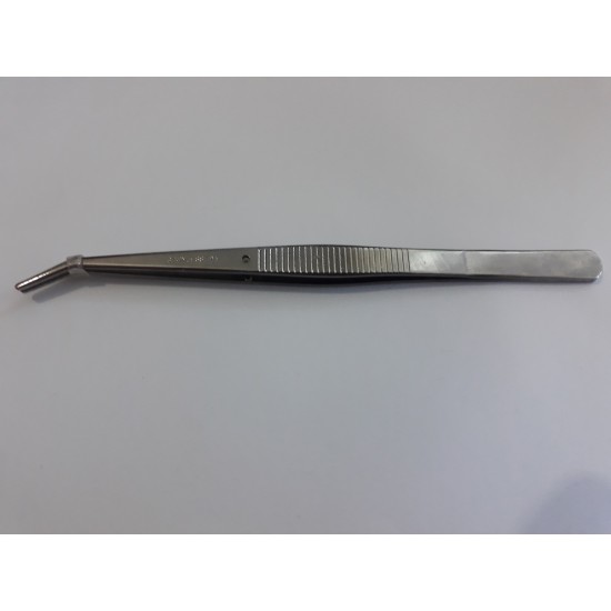 TWEEZERS WITH SERRATED BENT TIP - STAINLESS TWE-6
